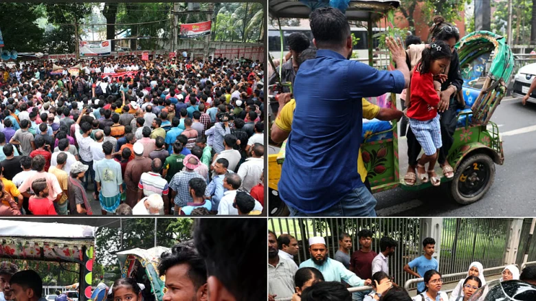 প্রেসক্লাবের সামনে রিকশাচালকদের সড়ক অবরোধ, এক ঘণ্টা যান চলাচল বন্ধ